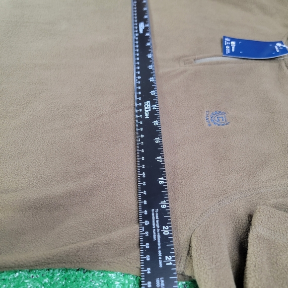 Chaps 1/4 Zip Long  Fleece Pullover Men's Sweatshirt Size Medium Brown Blue New - Picture 7 of 9